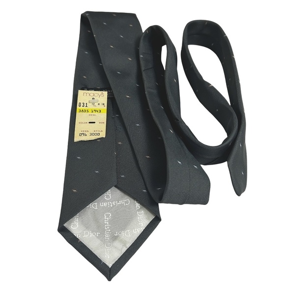 Christian Dior Vintage Luxury Necktie Tie Silk Blend Stylized Dot Pattern NOS - Picture 3 of 13
